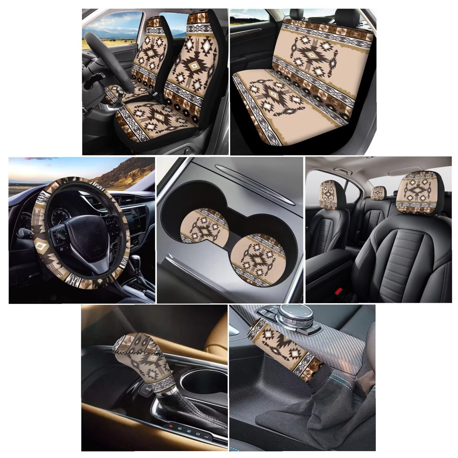 Wanyint Set completo di coprisedili per auto, 11 pezzi, con coprivolante, freno a mano, cambio e portabicchieri, universale, per la maggior parte dei veicoli
