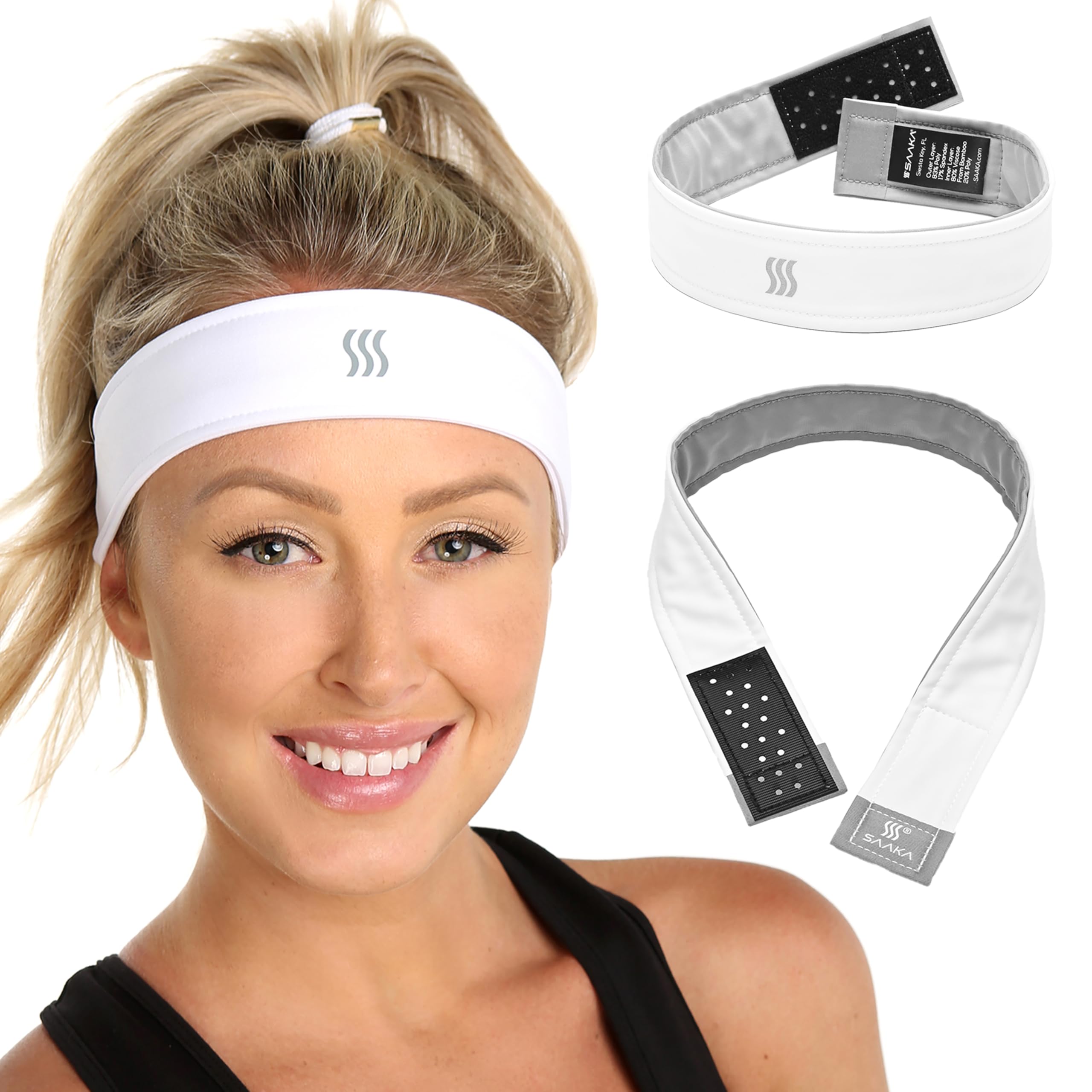 Adjustable Performance Sweat Headband. Hook & Loop Closure, Moisture-Wicking, Non-Slip, Breathable Athletic Headband for Running, Yoga, Gym, and