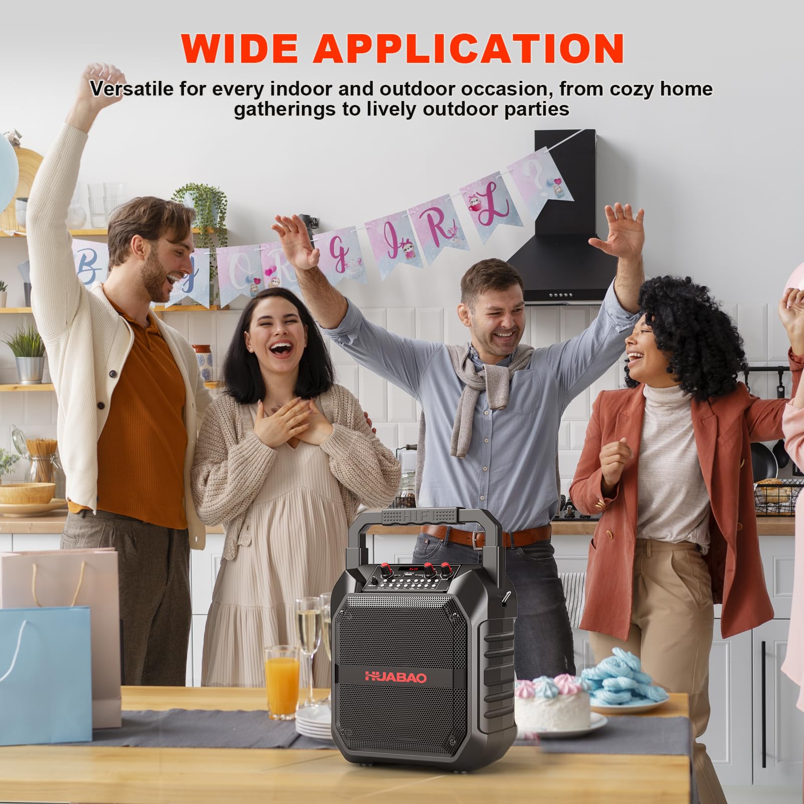 Karaoke-Maschine, tragbarer Bluetooth-Lautsprecher mit drahtlosem Mikrofon für Erwachsene & Kinder, PA-System mit Fernbedienung unterstützt TF-Karte/USB/FM/AUX für Home Party (2 Mics)