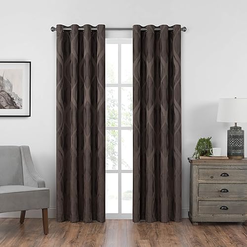 Eclipse Caprese Grommet Top Curtains for Bedroom, Single Panel, 52 in x 108 in, Espresso