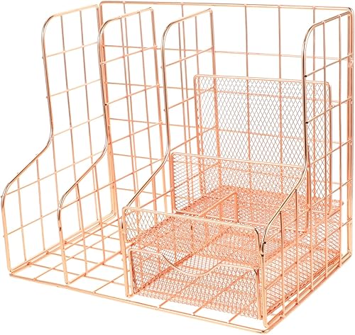 Organizador de papel de metal, organizador de archivos, soporte de documentos para escritorio, revistas, archivos, suministros estéticos de oficina,