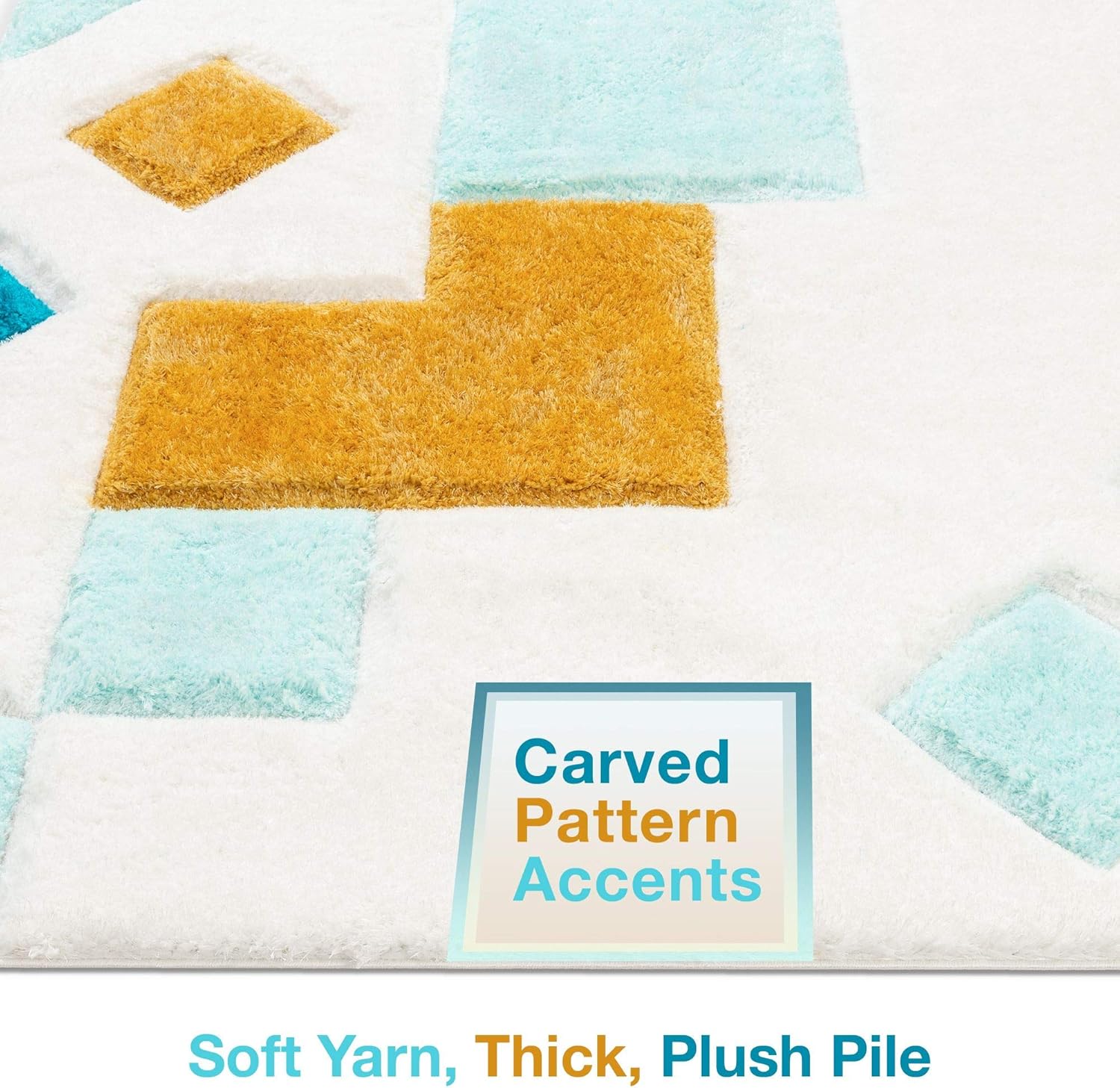 Well Woven Abbi Blue Boxes & Circles Thick Soft Plush 3D Textured Shag Runner Rug (2'7" x 9'10") 2'7" x 9'10" (Runner) Abstract Blue