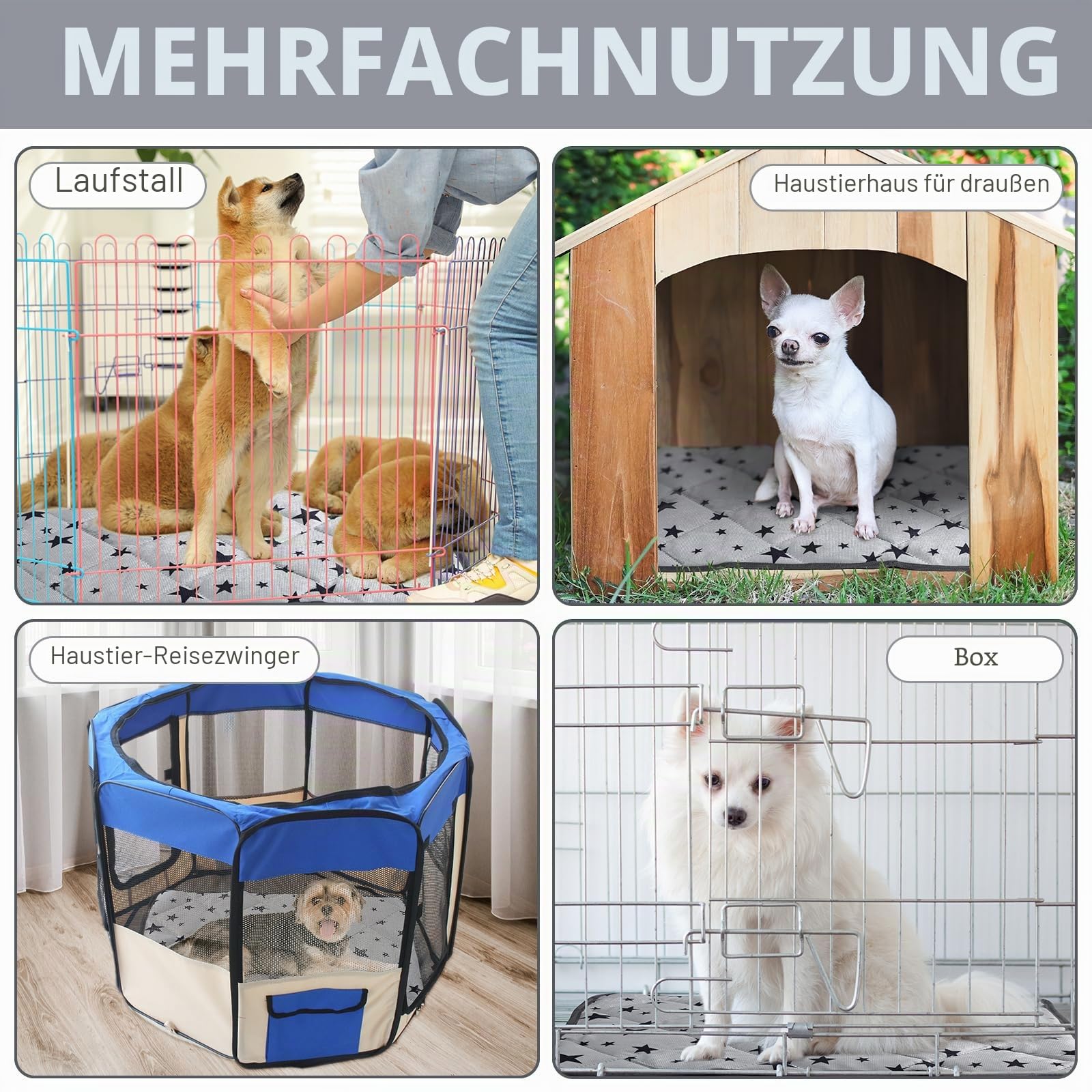 Namalu 4 Selbstwärmende Katzendecken Hundedecke mit Stern Muster Warme Weiche Decke für Haustier Waschbares Hundebett rutschfeste Decke für Outdoor Indoor (Rechteck, 60 x 90 cm)