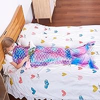 Vista 2 de Catalonia Manta de cola de sirena para niños, manta de franela súper suave para dormir para niñas de 3 a 14 años, regalo de cumpleaños para hija