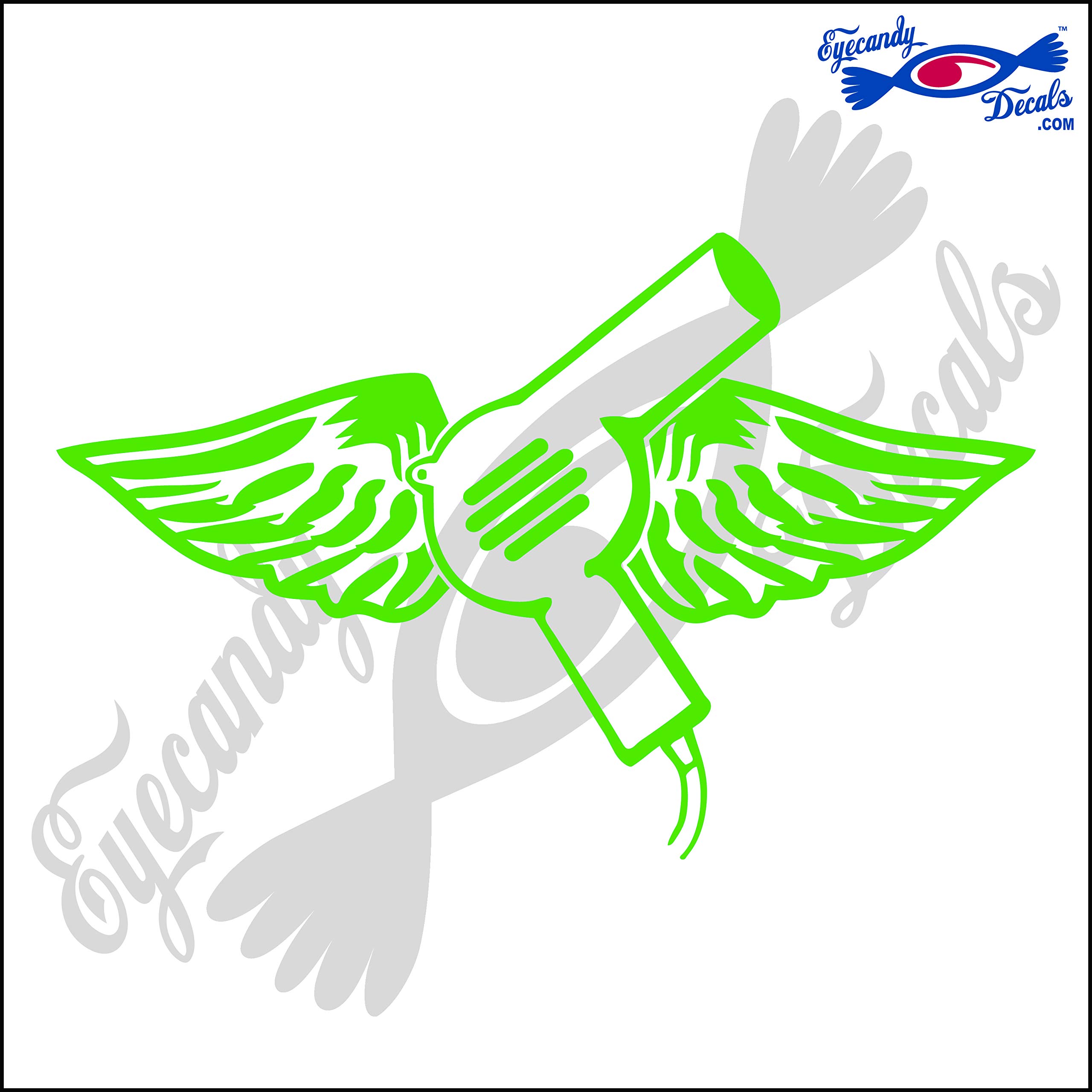 Hair Dryer with Wings 6 Decal Sticker Lime Green