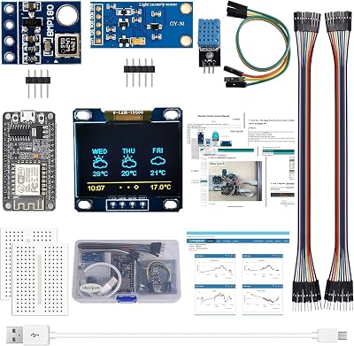 REES52 ESP8266 Weather Station Kit with DHT11 Temperature Humidity BMP180 Atmosphetic Pressure BH1750FVI Light Sensor 0.