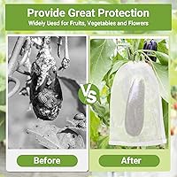 Vista 2 de Bolsas de protección de frutas para árboles frutales, 50 bolsas de red de uva de 8 x 12 pulgadas con cordón, cubierta reutilizable de malla