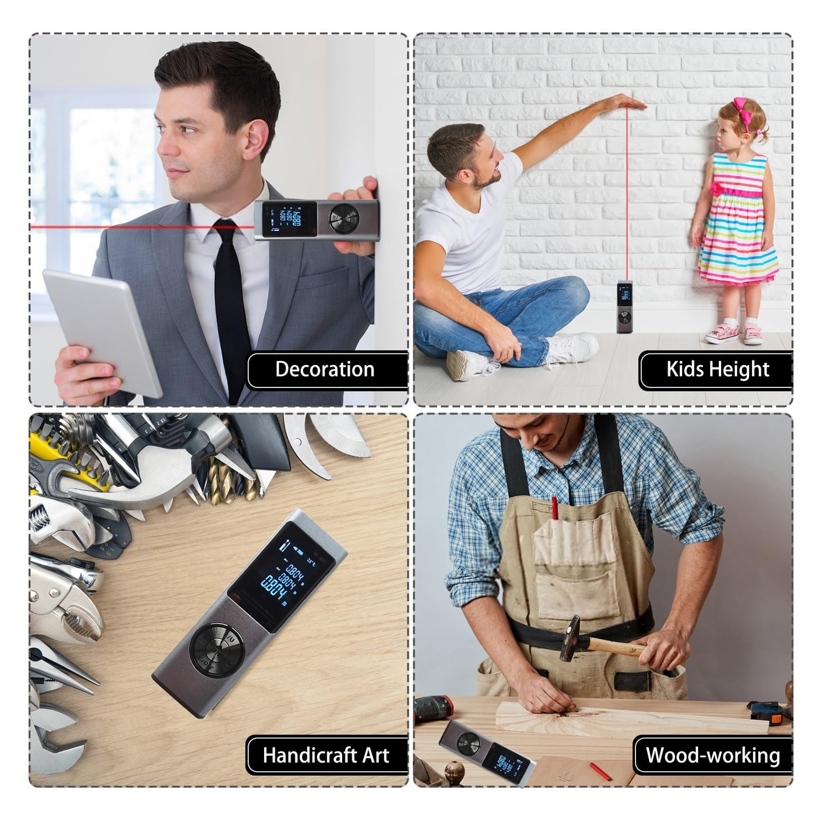 Mini telémetro láser, medidor de Distancia, 40M, 60M, 80M, Digital Recargable, área Volumen, Herramienta medición Varios ángeles Precisión Flexibilidad Medición