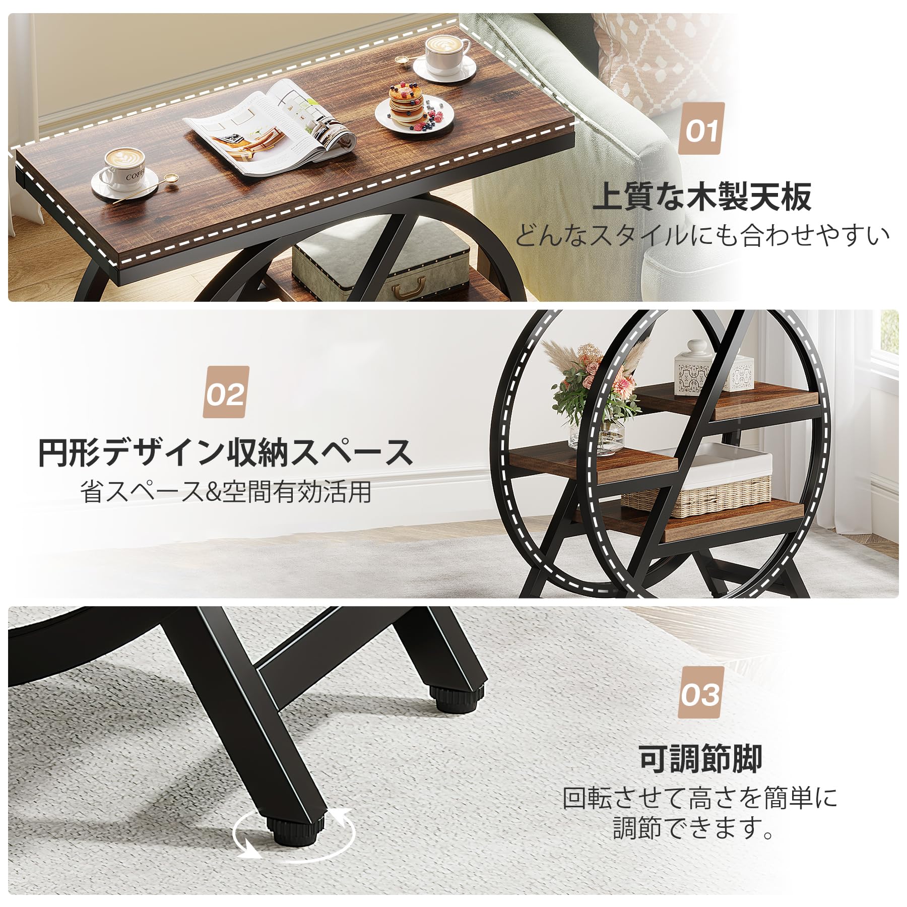Tribesigns サイドテーブル ベッド横テーブル ソファテーブル ホワイト 91UMzclv5KL._UF894,1000_QL80_.jpg