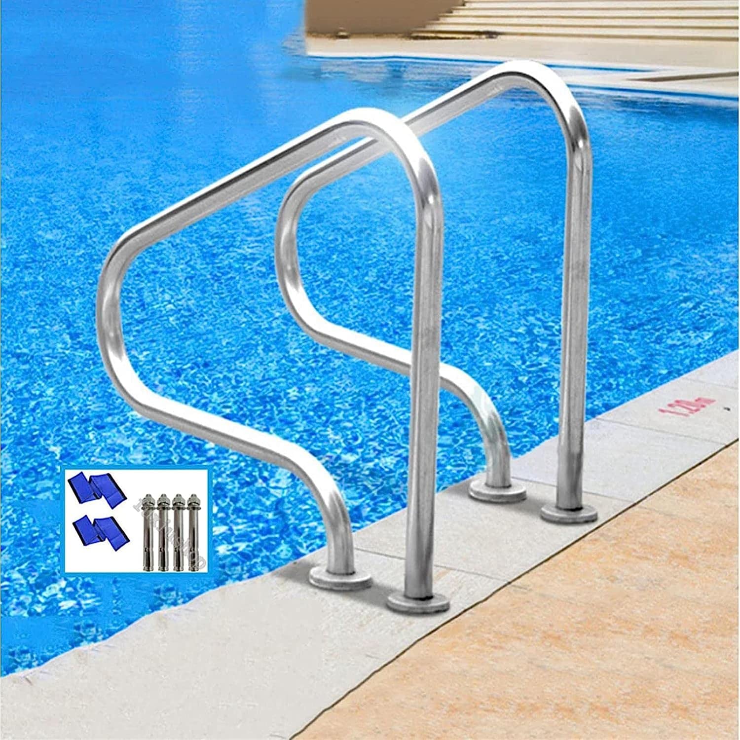 Sdgeryeeg 2Pcs Handrail， Pool Handrail,Sturdy Safety Handrails Swimming Cover, Blue Covers, Non-Slip Rail Handle For