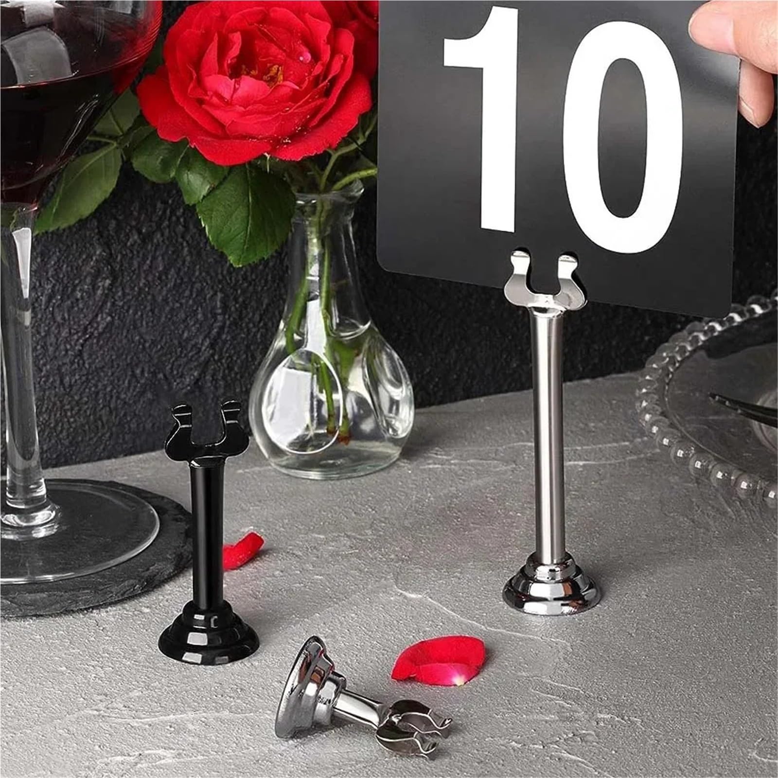 12 Uds. Estilo de Clip plateado 1,5/3,2 pulgadas, soporte for tarjeta lugar/número mesa Para Menú(Silver 3.2inch)
