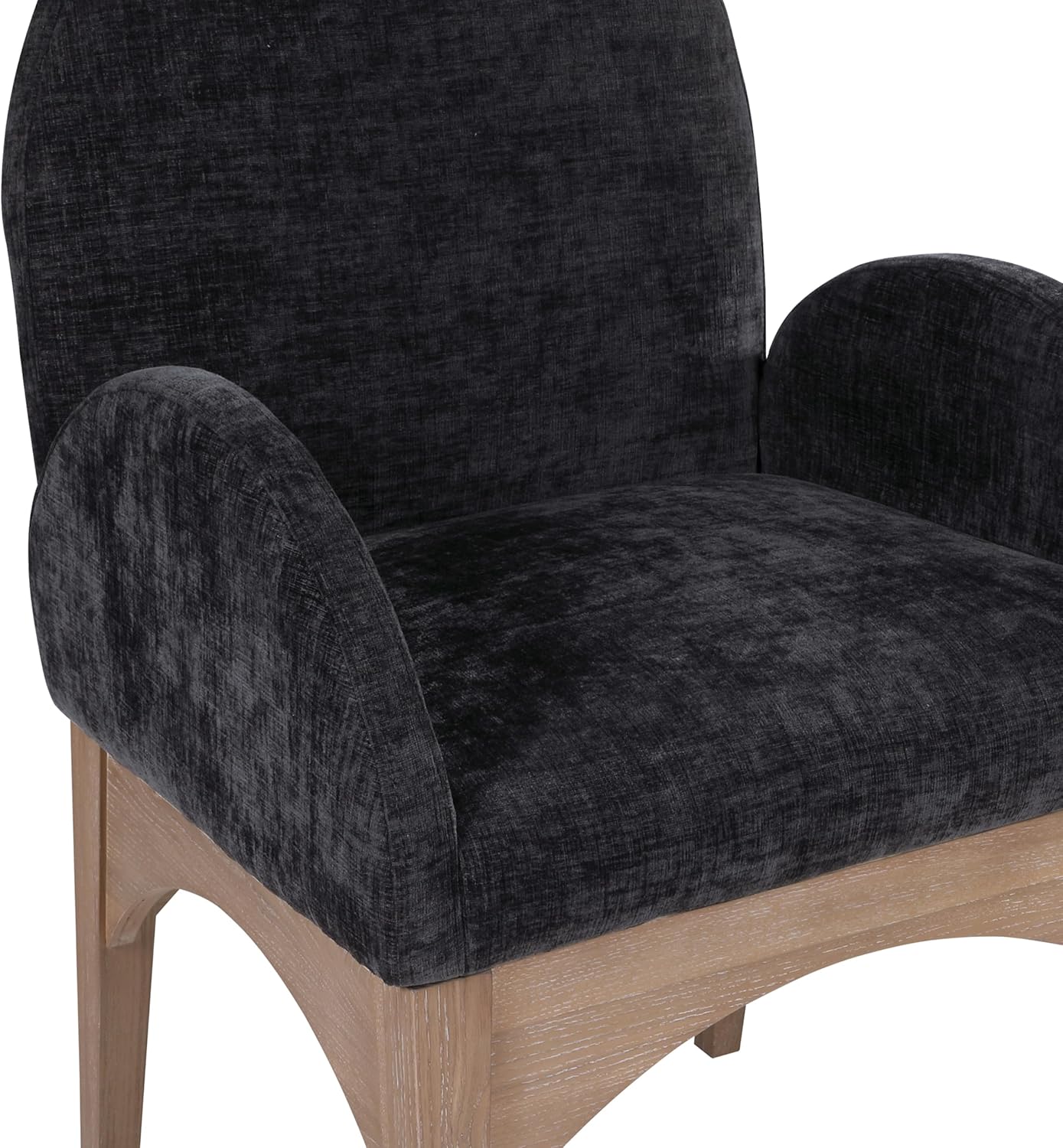 Meridian Furniture Waldorf Black Chenille Fabric Dining Arm Chair