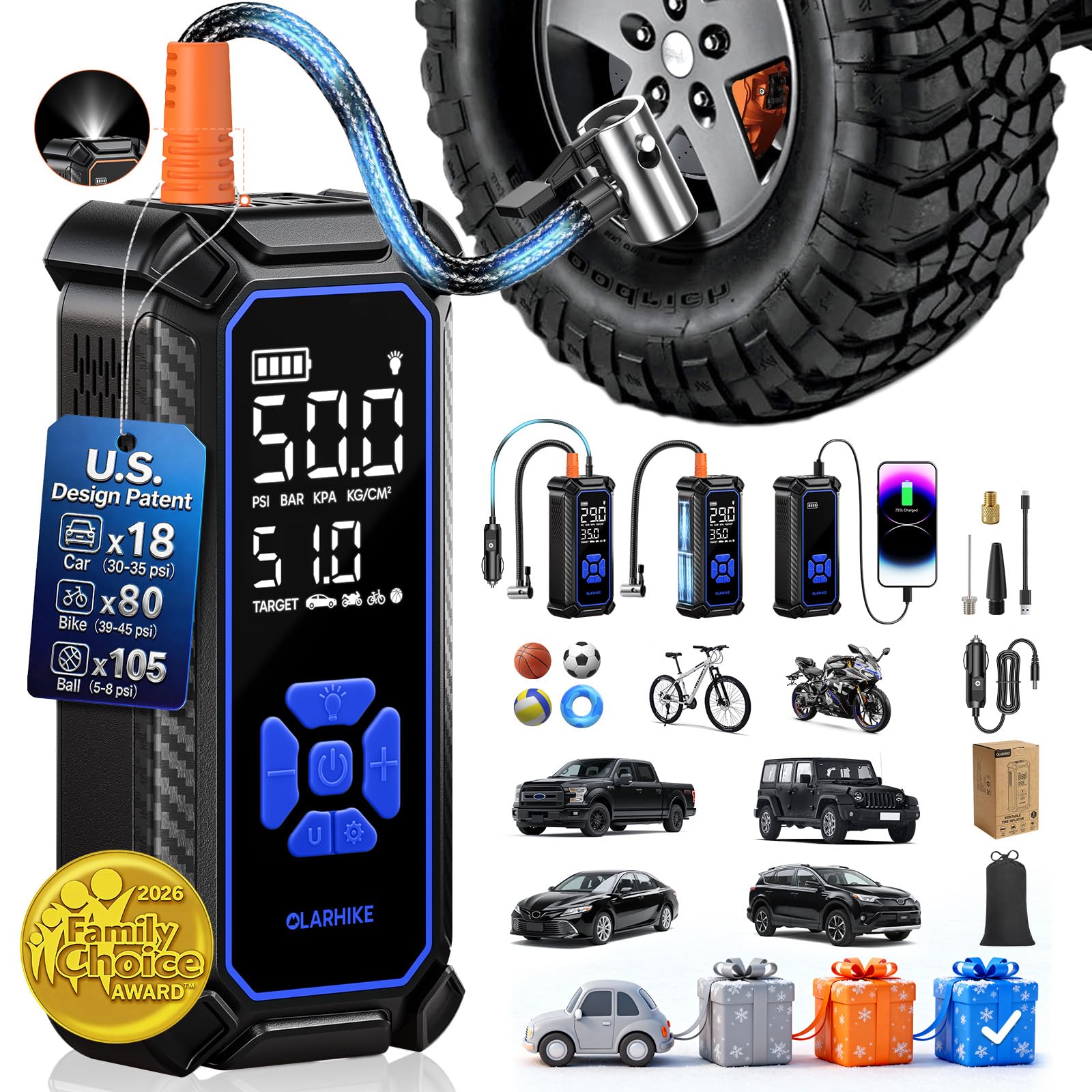 OlarHike Portable Tire Inflator - Fast & Powerful -17