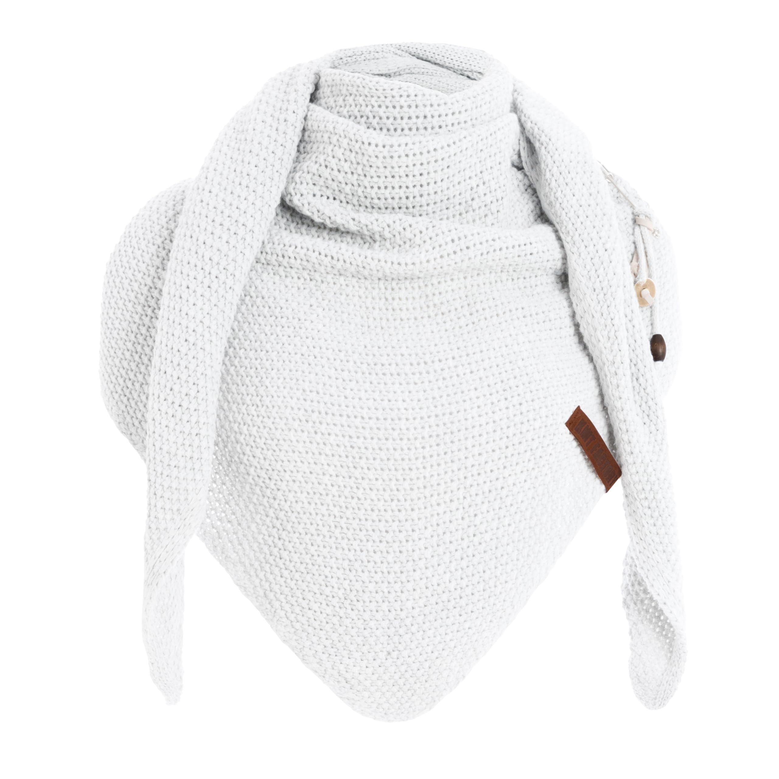 Knit Factory Women's White Coco Knitted Shawl - Triangle Scarf - Knitted Winter Scarf - 190X85 Cm - Manufactured In Europe - Scarf - Including Decorative Pin