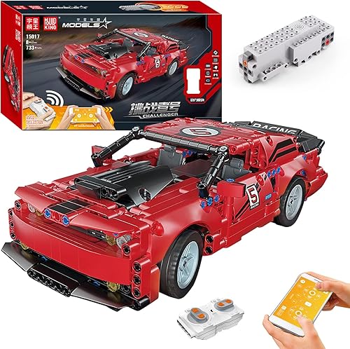 Mould King Tecnología 15017 Control remoto de coche de carreras, tecnología RCApp control remoto, herramienta de construcción de modelo de coche