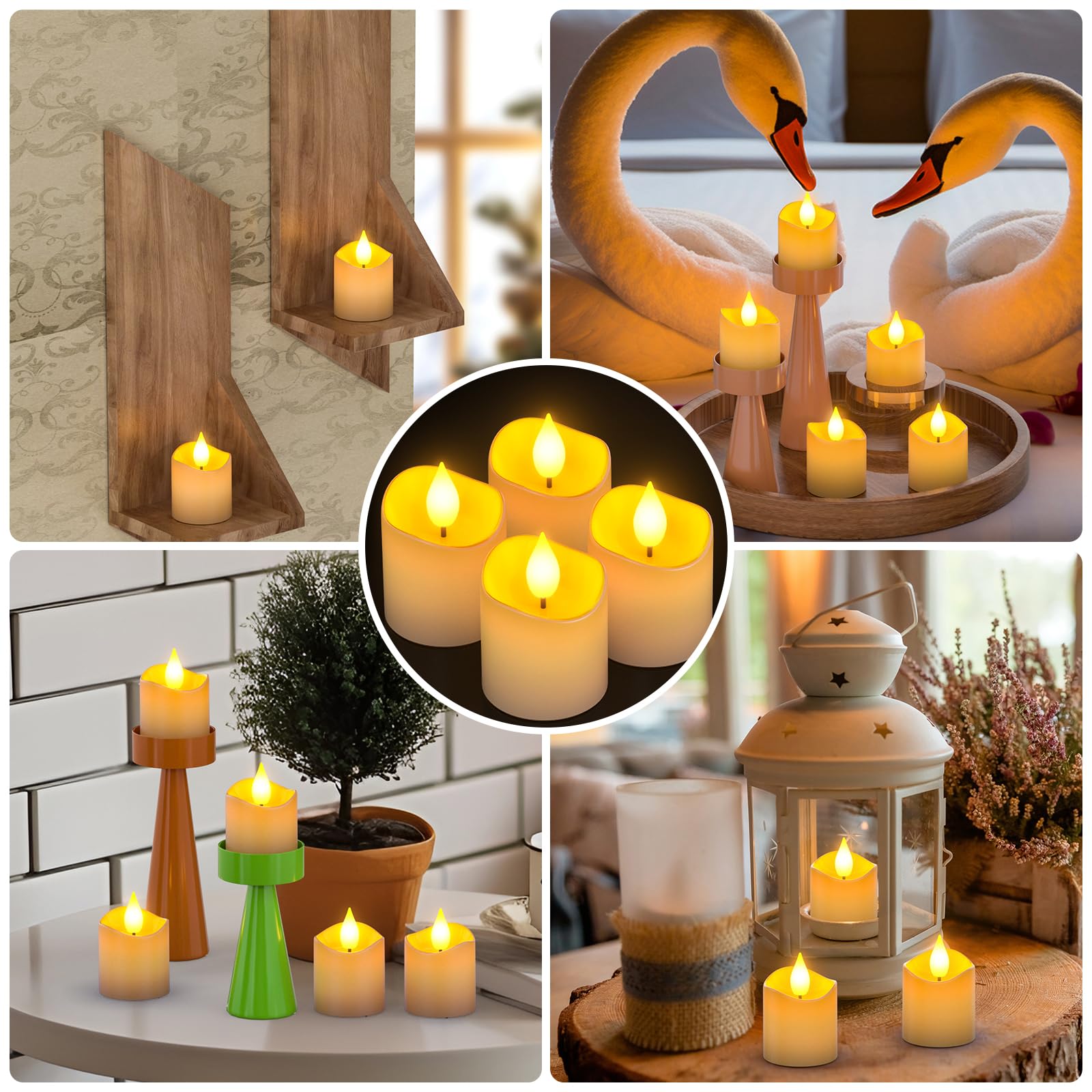 Yme Lot De 12 Bougies Chauffe-plat Rechargeables Avec Fonction Minuterie Et Station De Charge - Étanche - Rechargeable - Avec Télécommande - Minuterie - Pour La Maison, Halloween, Citrouille, Noël