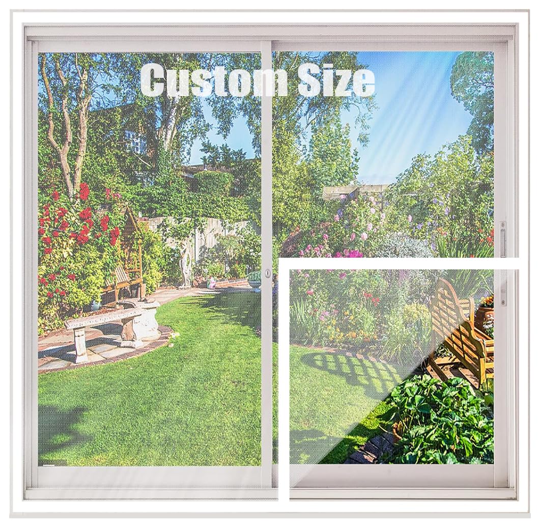 Fly Screen for Window,Custom Size,Self-Adhesive Anti-Mosquito Netting Insect Mesh,Balcony Cat Safety Net,Semi-Transparent Screen with Zipper Opening