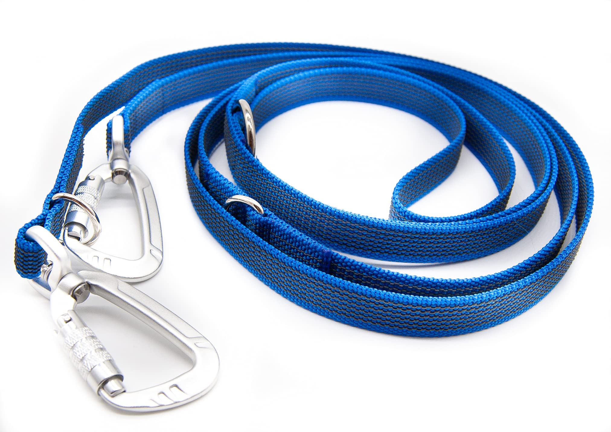 Dog Style Dreifach verstellbare Hundeleine gummiert 20 mm breit mit Sicherheitskarabiner 3 Meter Blau