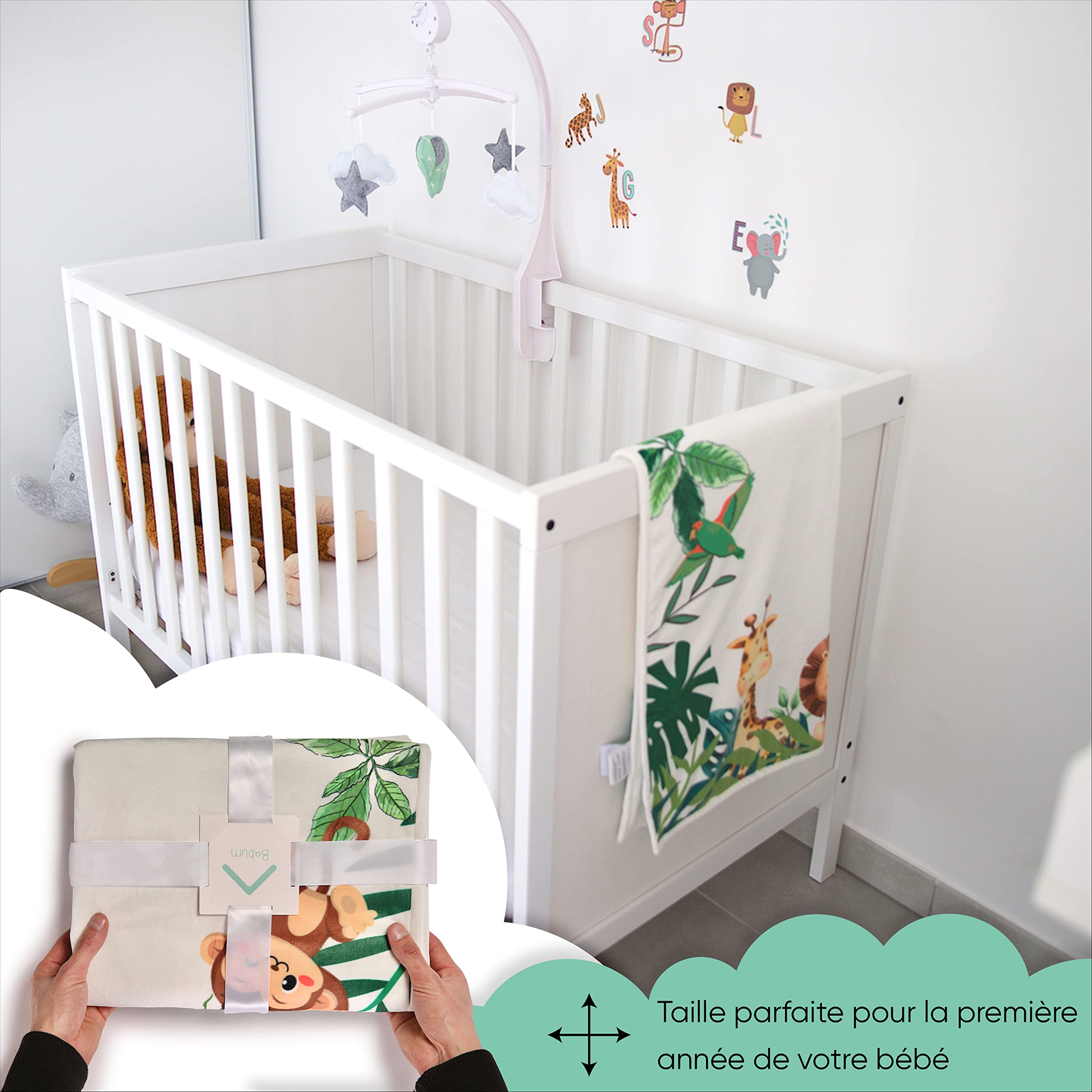 Babum Couverture Etape bébé En Français | Tapis Mois pour Filles Et Garçons Mixte Unisexe | Cadeau Naissance Souvenir Babyshower Jeune Maman | Personnalisée Douce et Épaisse | Oeko-Tex