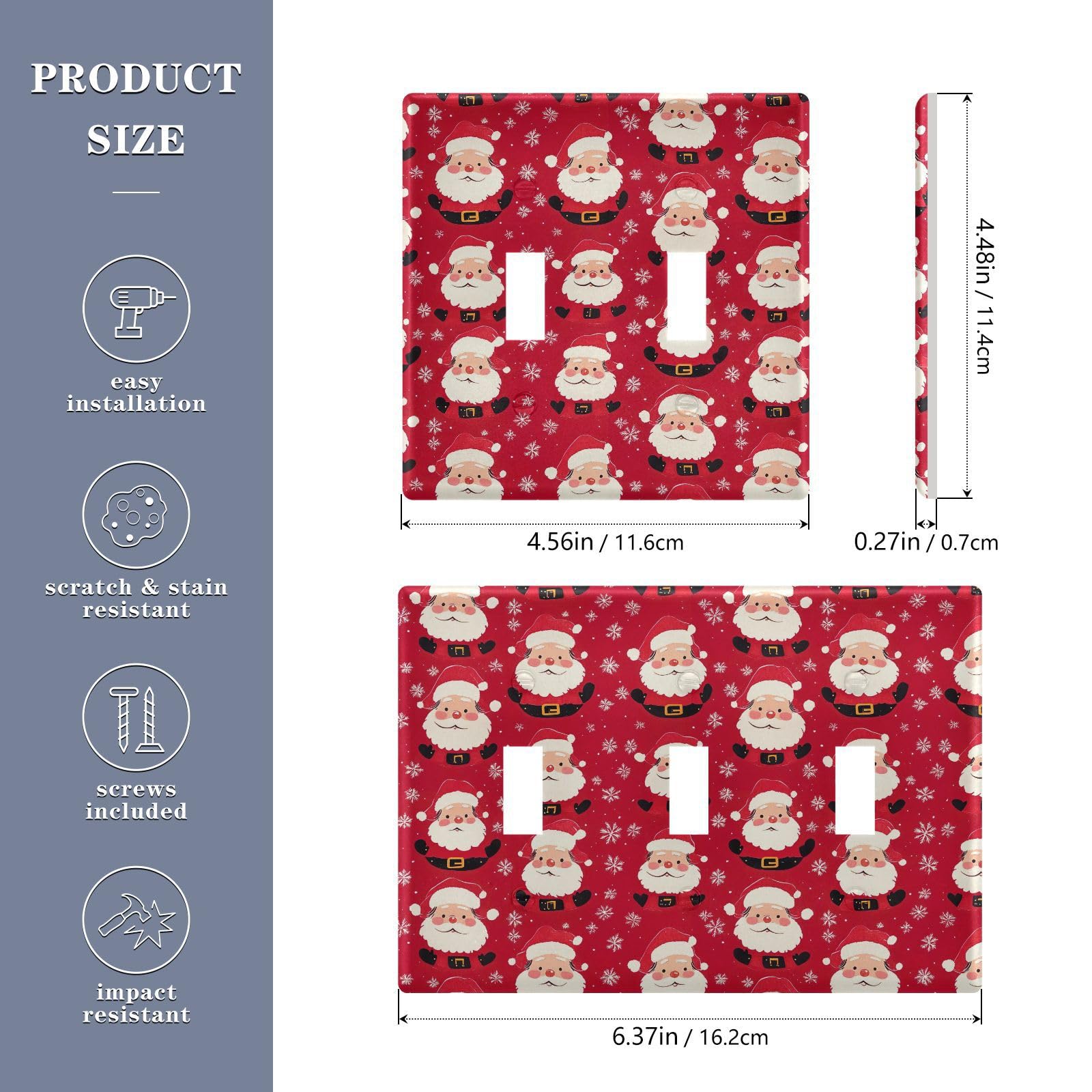 Light Switch Cover Christmas Santa Claus Snowflake Wall Plates for Electrical Outlets 3 Gang 202b7164