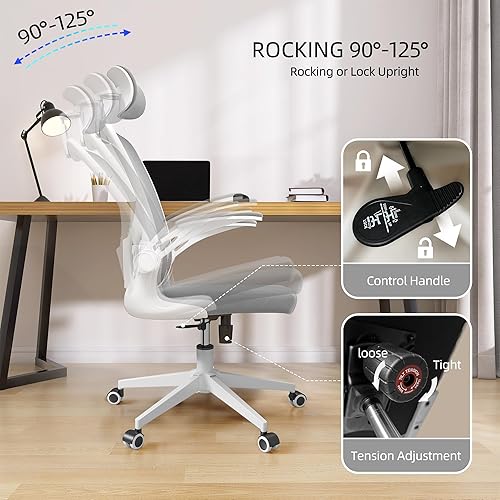 Miniatura 4 de Silla de oficina ergonómica, silla de oficina de malla de 350 libras con soporte lumbar, cómoda silla de escritorio con ruedas, silla grande y alta