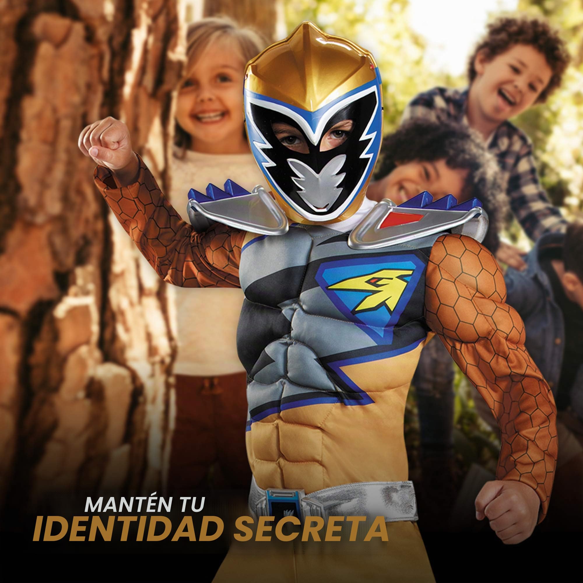 Disguise Gold Ranger Dino Charge Classic Muscle Costume, Medium (7-8) by