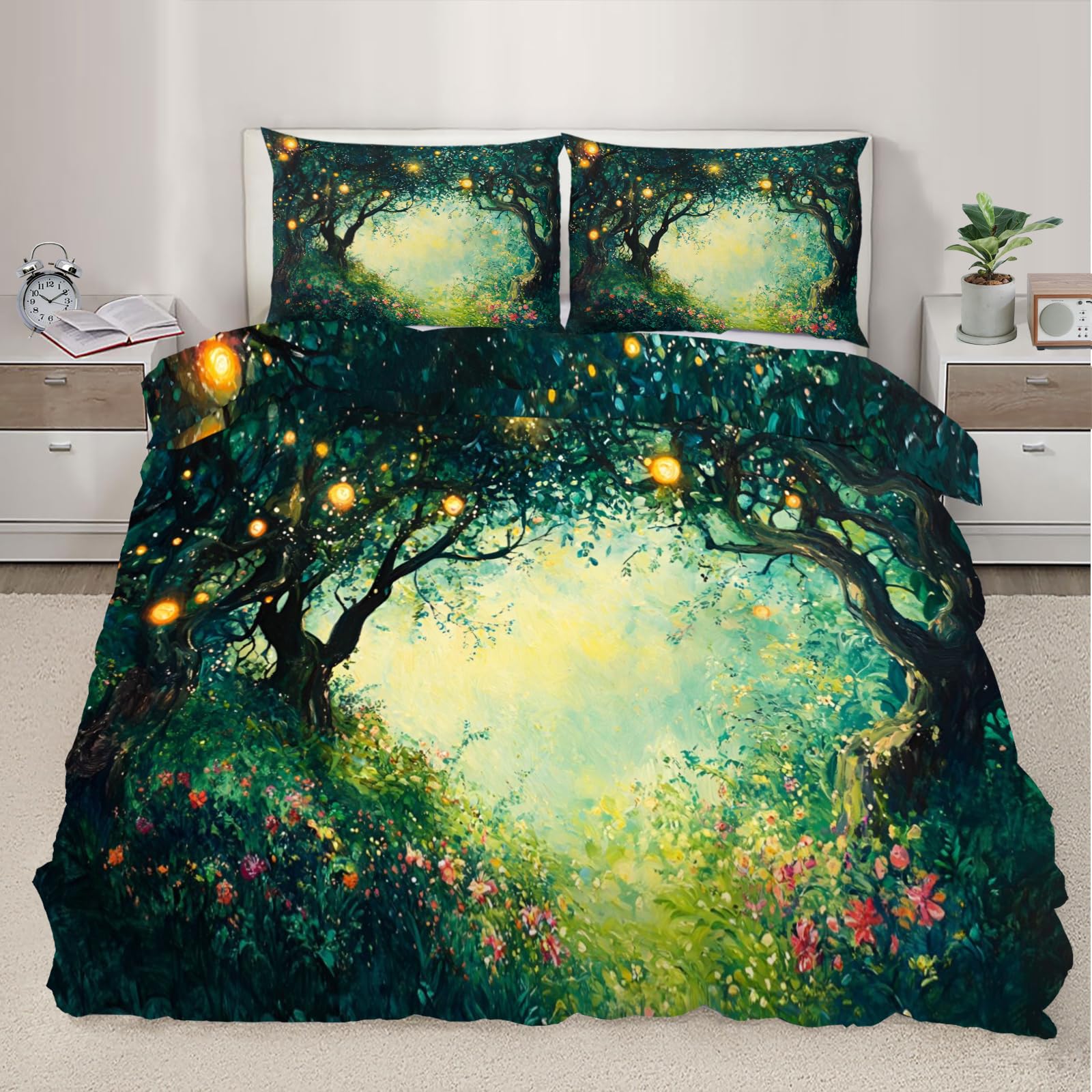 Parure de lit King Size design peinture à l'huile en tissu doux et léger