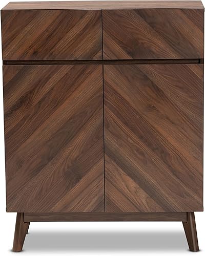 Miniatura 4 de Baxton Studio Hartman Mid-Century - Gabinete moderno de madera con acabado marrón nogal