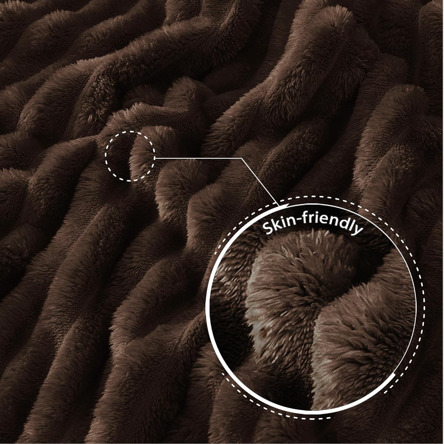 Exclusivo Mezcla Fleece Throw Blanket for Couch, Super Soft Striped Jacquard Bed Blanket, Lightweight Fuzzy Cozy for All Seasons, 50x60 Inches, Coffee - Image 6