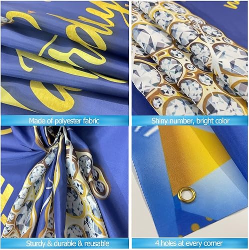 Miniatura 6 de Telón de fondo de decoración de cumpleaños 50 para hombres, decoraciones de feliz cumpleaños 50 para hombres, fondo azul para fotografía de