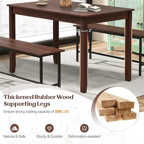 Miniatura 5 de Giantex Mesa de comedor para 4 personas, mesa de cocina de 48 x 29 pulgadas con patas de madera, mesa de comedor rectangular para espacios pequeños,