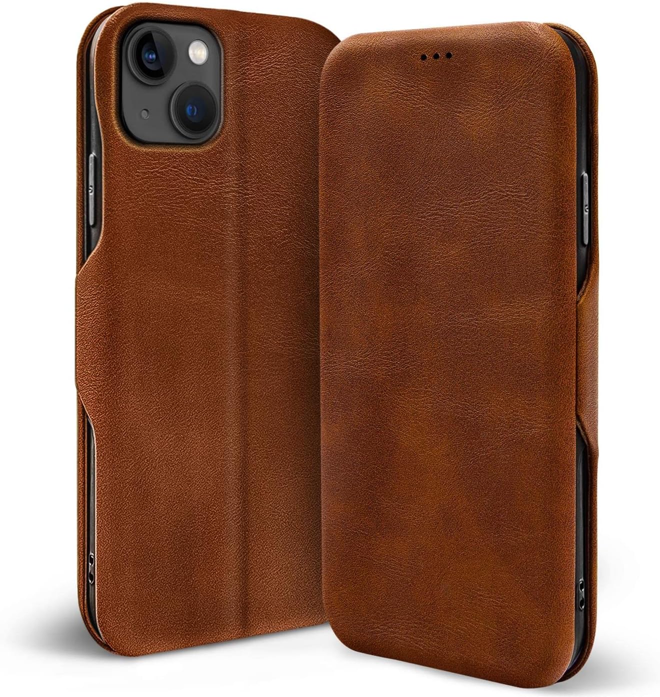 Verco Mobile Phone Case for iPhone 14 Book Style Premium Mobile Phone Flip Cover for iPhone 14 Case [6.1 Inch] Book Case Bag Brown