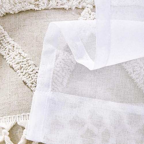 Miniatura 7 de Cortinas blancas traslúcidas para ventana de 108 in de largo, 2 paneles de cortinas de tul para ventana, paneles de cortinas para dormitorio, juegos