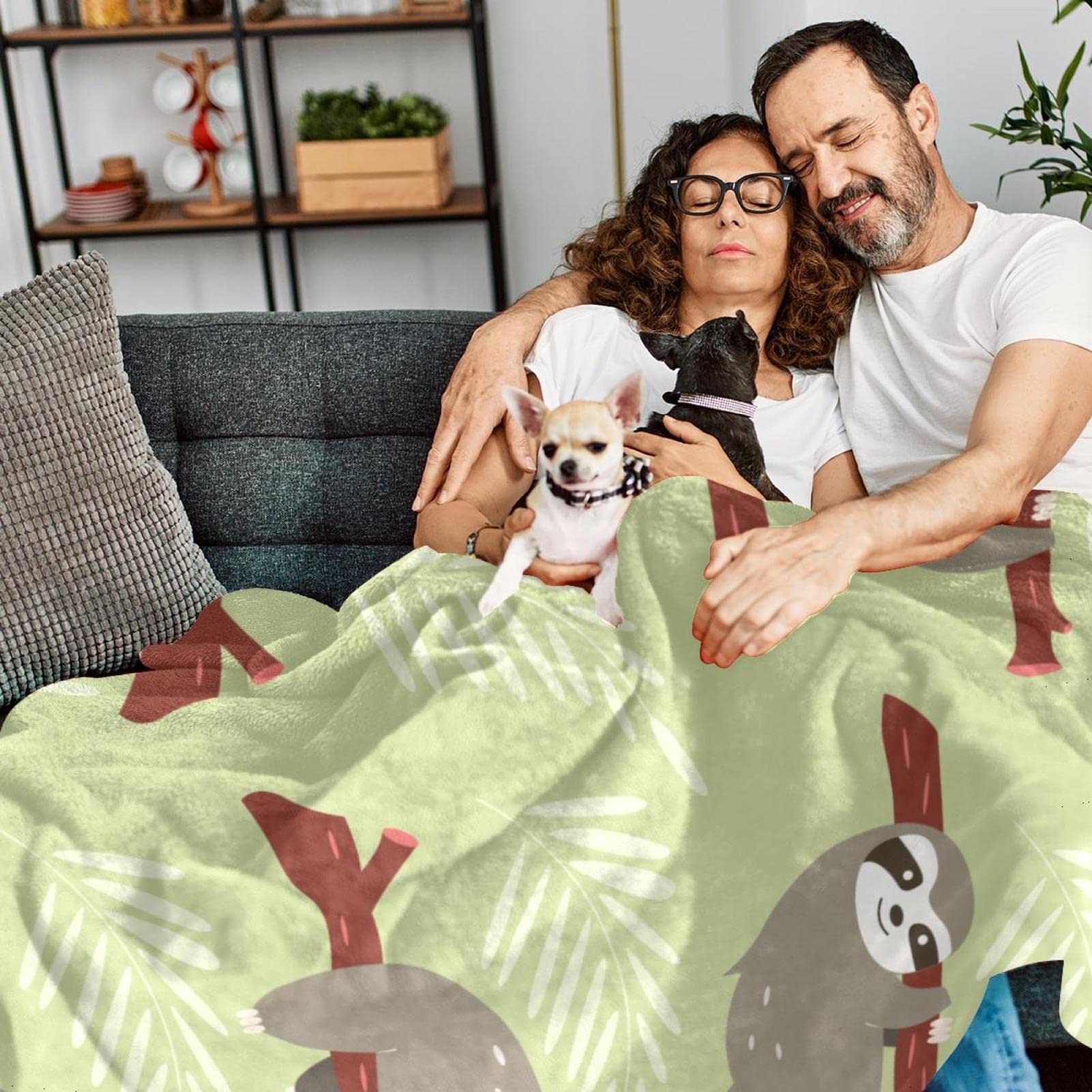 Coperta Bradipo Con Maniche E Cappuccio - Plaid Indossabile In Peluche, 150x125cm, Unisex