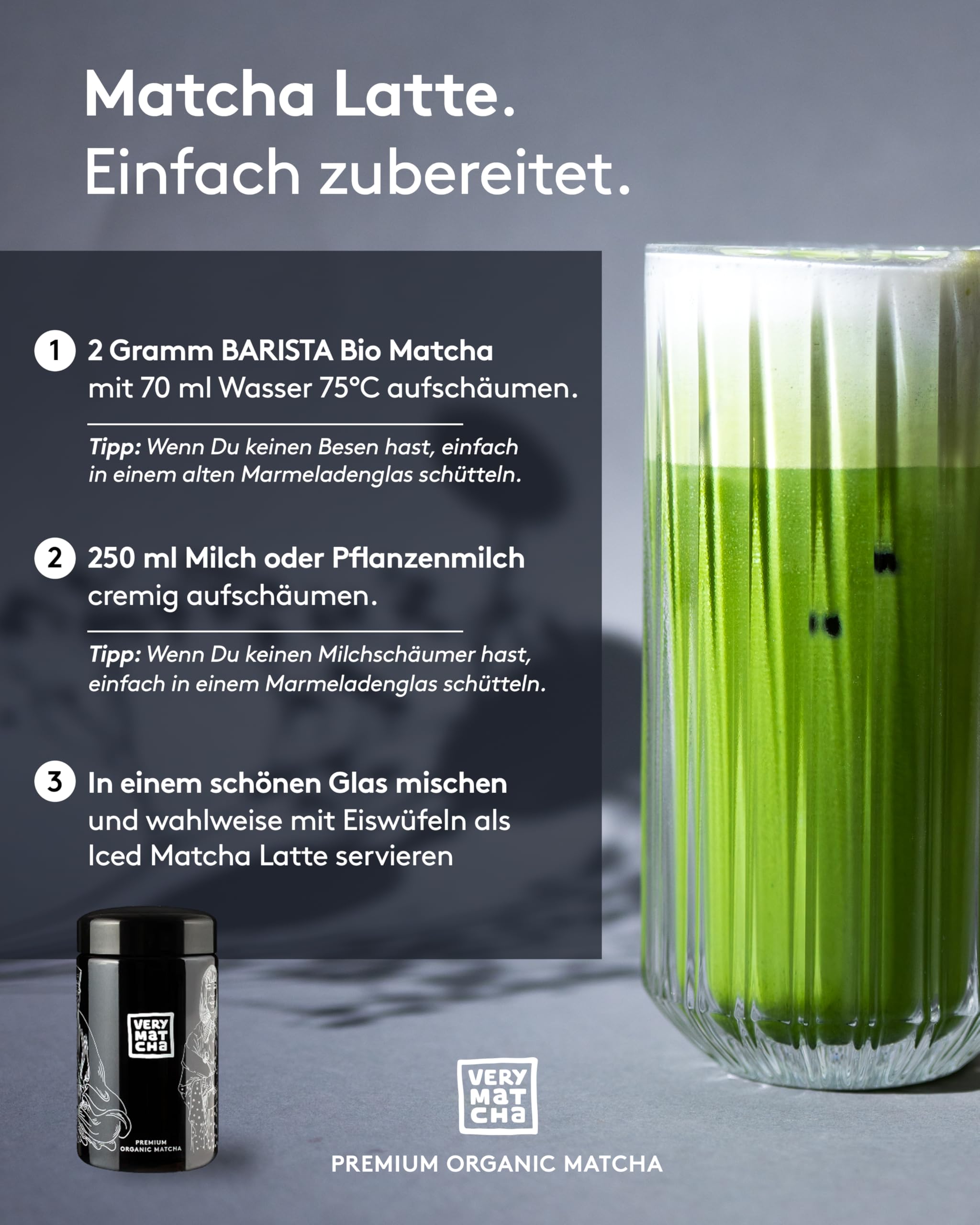 Bio Matcha BARISTA 30g im Violettglas – Echtes japanisches Matchapulver für Matcha Latte und Usucha – Premium Qualität