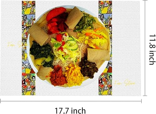 Miniatura 4 de Habesha Saba Design 1 camino de mesa con 4 alfombrillas de colocación 5 piezas de camino de mesa de lujo con juego de manteles individuales camino