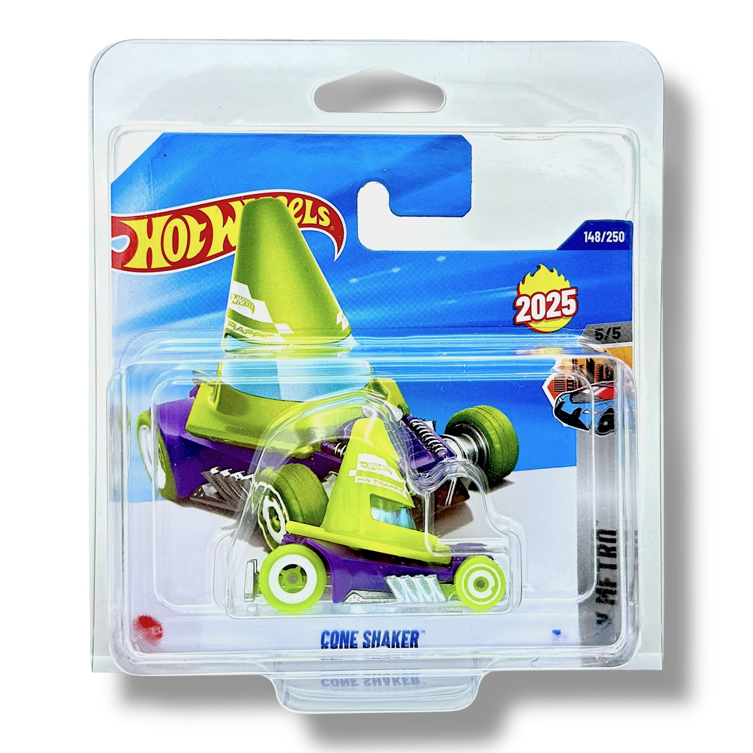 Hot Wheels Cone Shaker (Green & Purple) 5/5 HW Metro - 2025-148/250 (Short Card) - includes a KLAS Car Keeper Protector Case - JBB62
