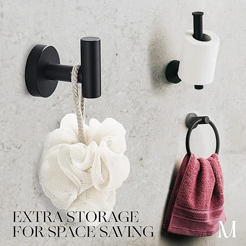 Miniatura 10 de MARMOLUX ACC Juego de 5 piezas de accesorios de baño negros  Toalleros de mano y toallero de baño  Toallero de baño  Toallero montado en la pared