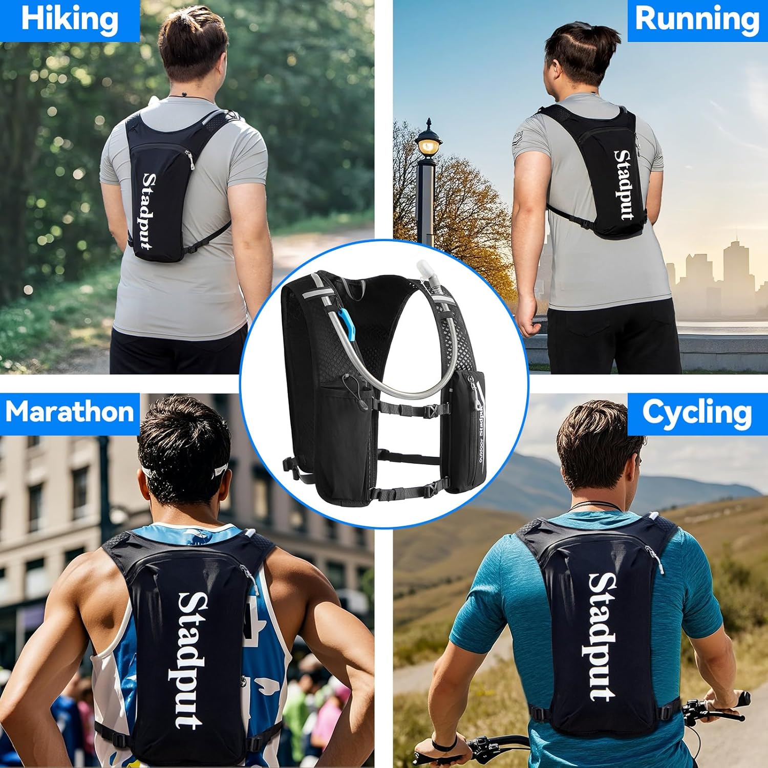 Reflective Hydration Running Vest Backpack | Lightweight 1.6L Water Bladder Bag for Trail Running, Cycling & Marathon | Perfect for Men & Women with Mobile Holder & Multiple Pockets | Premium Black - Image 7