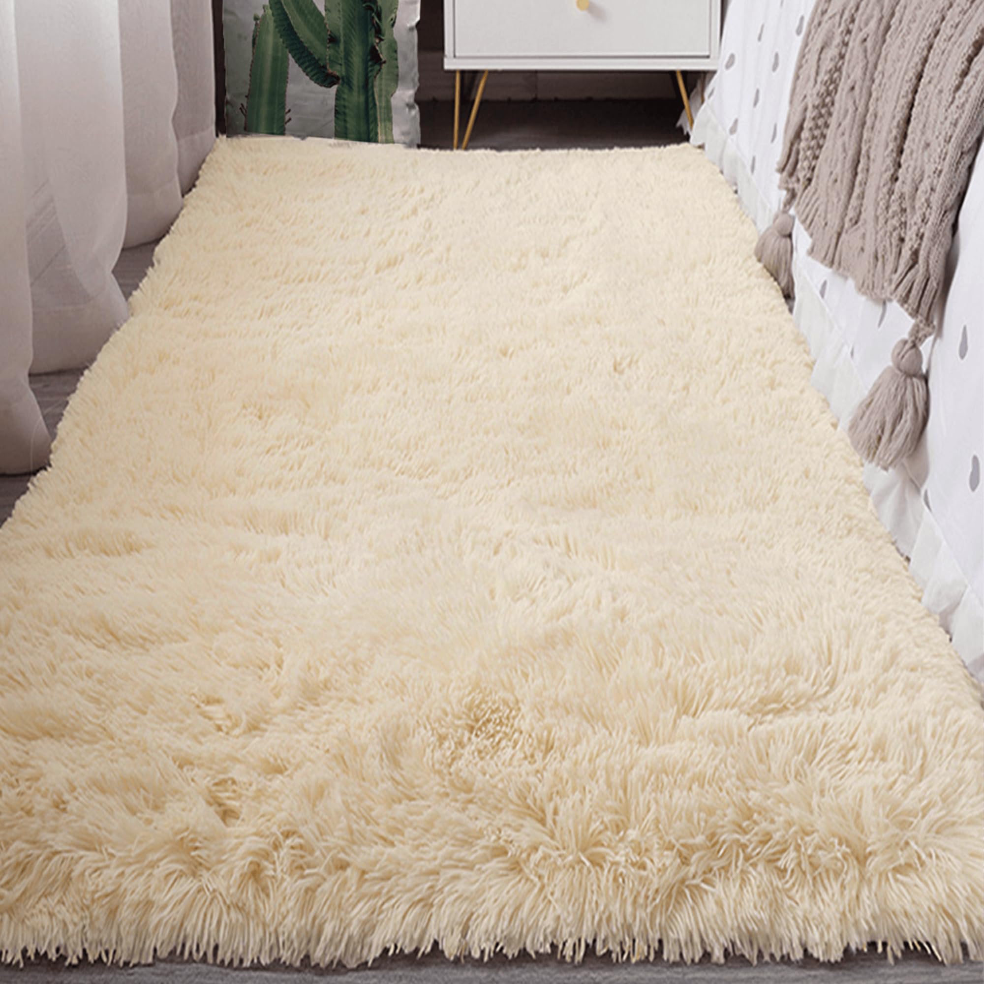 Tapis salon 110 x 270 cm shaggy grand tapis de chambre antidérapant