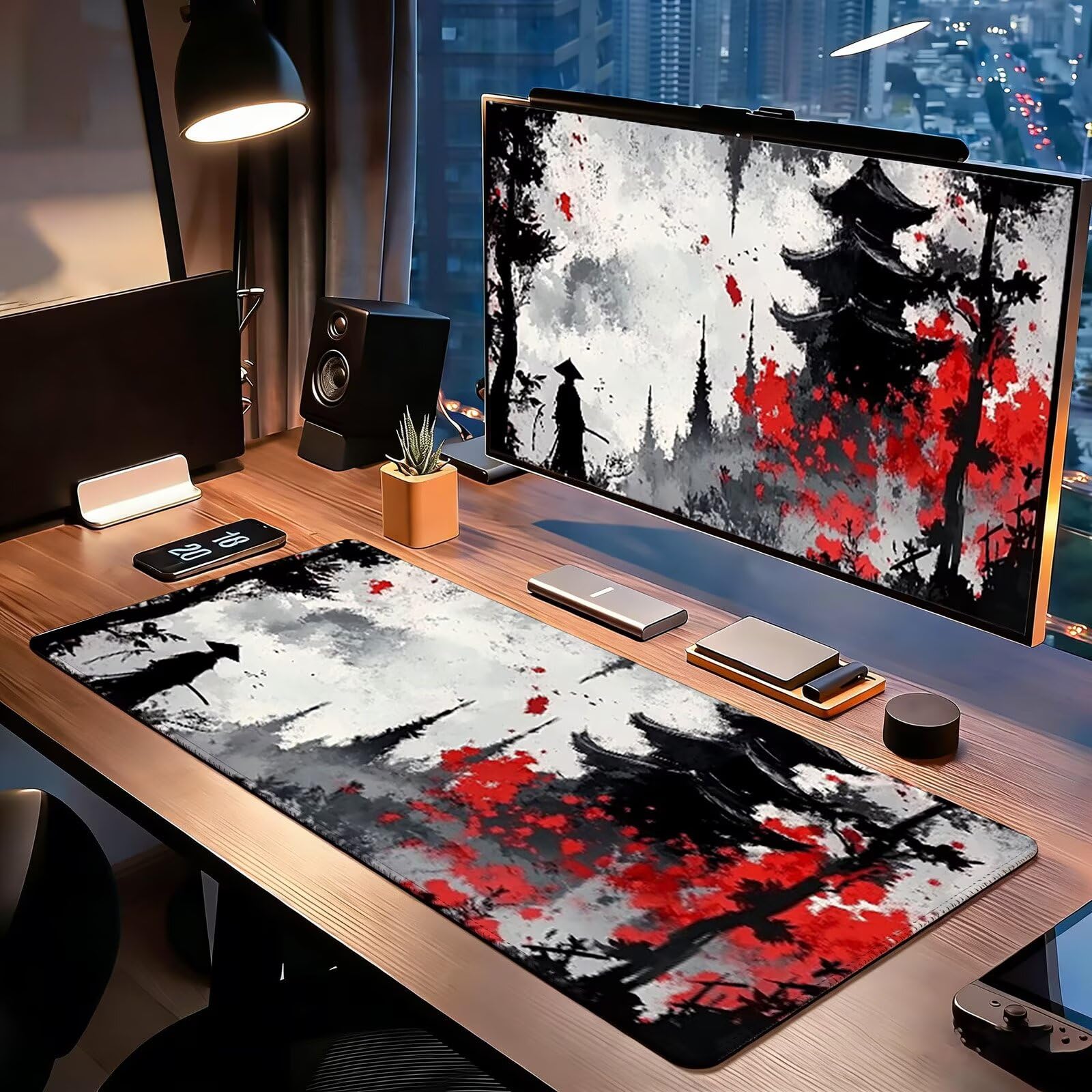 Tappetino Mouse Gaming, 1200x600mm Tappetino Mouse XXL Retro 0c0-238 | Mouse Pad Grande, Ottimizzato per i Sensori da Gioco, Migliora Precisione e Velocità, per Mac e PC, Samurai (2)