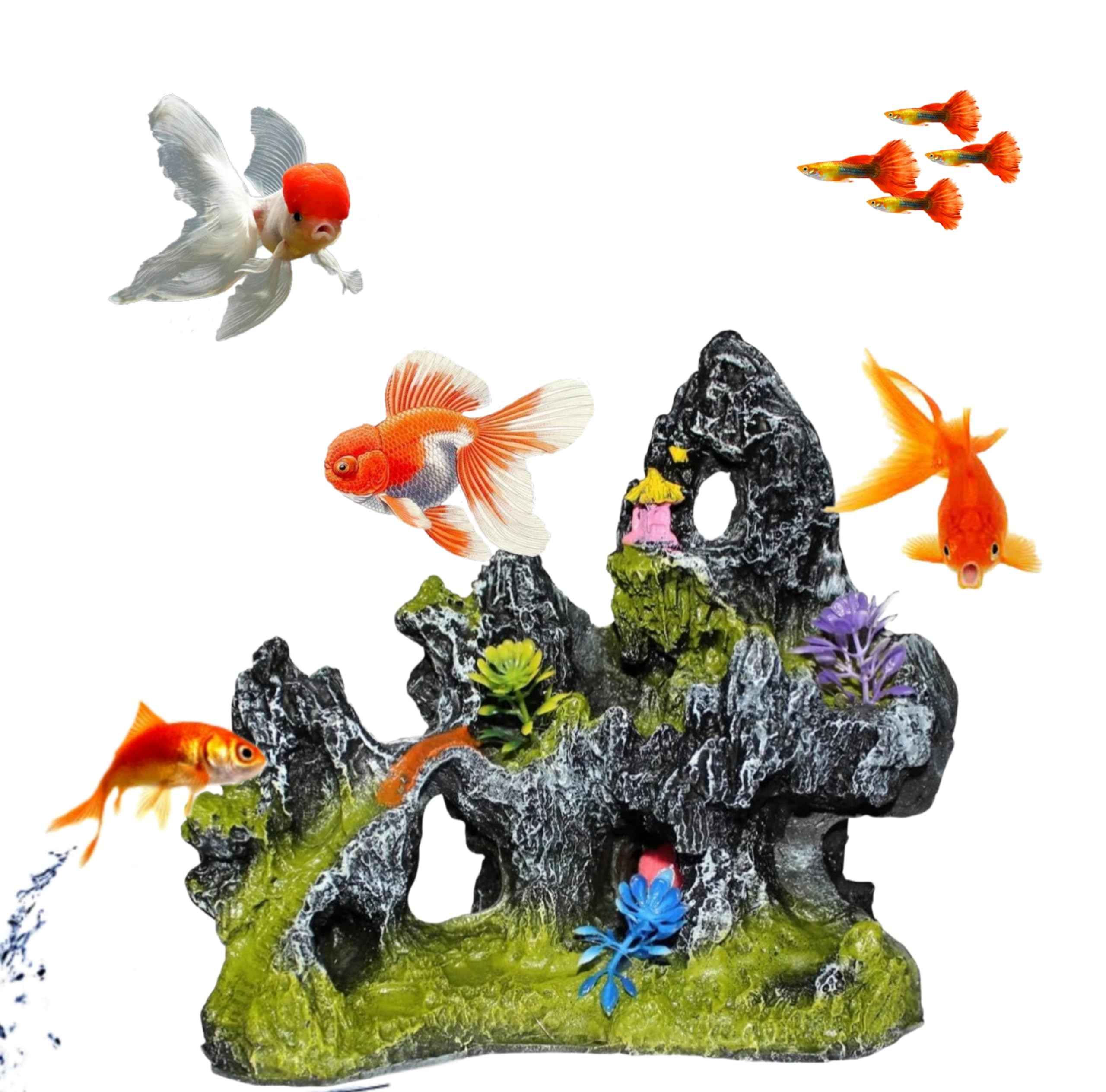 Mistletoe Small Mountain View Aquarium Rockery Stone Moss Air Stone Substrate Hiding Cave Tree Fish Tank Ornament Decoration Masterpiece