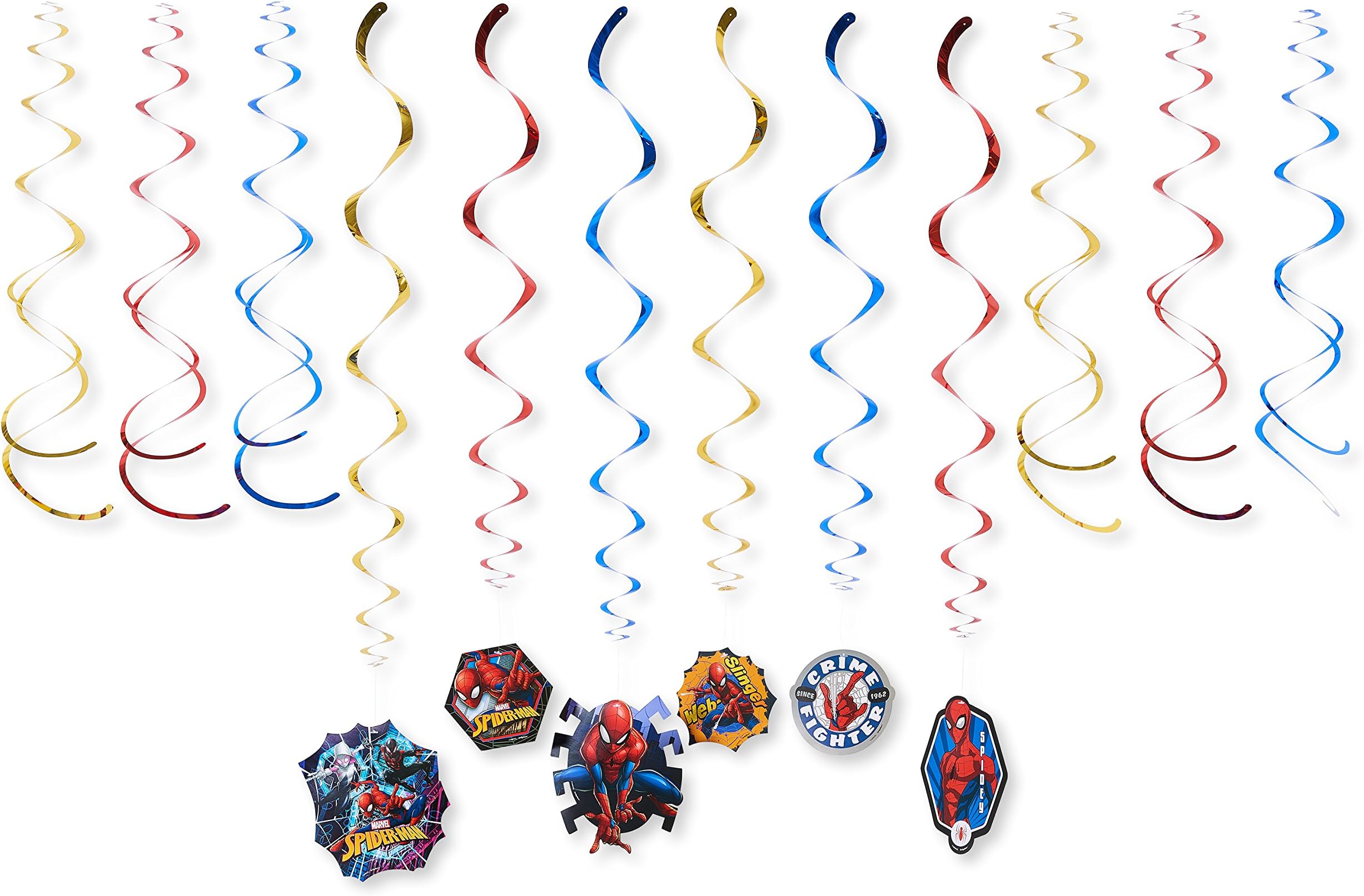 Spider-Man Webbed Wonder Hanging Swirl Decorations - Assorted Designs, 12 Pcs
