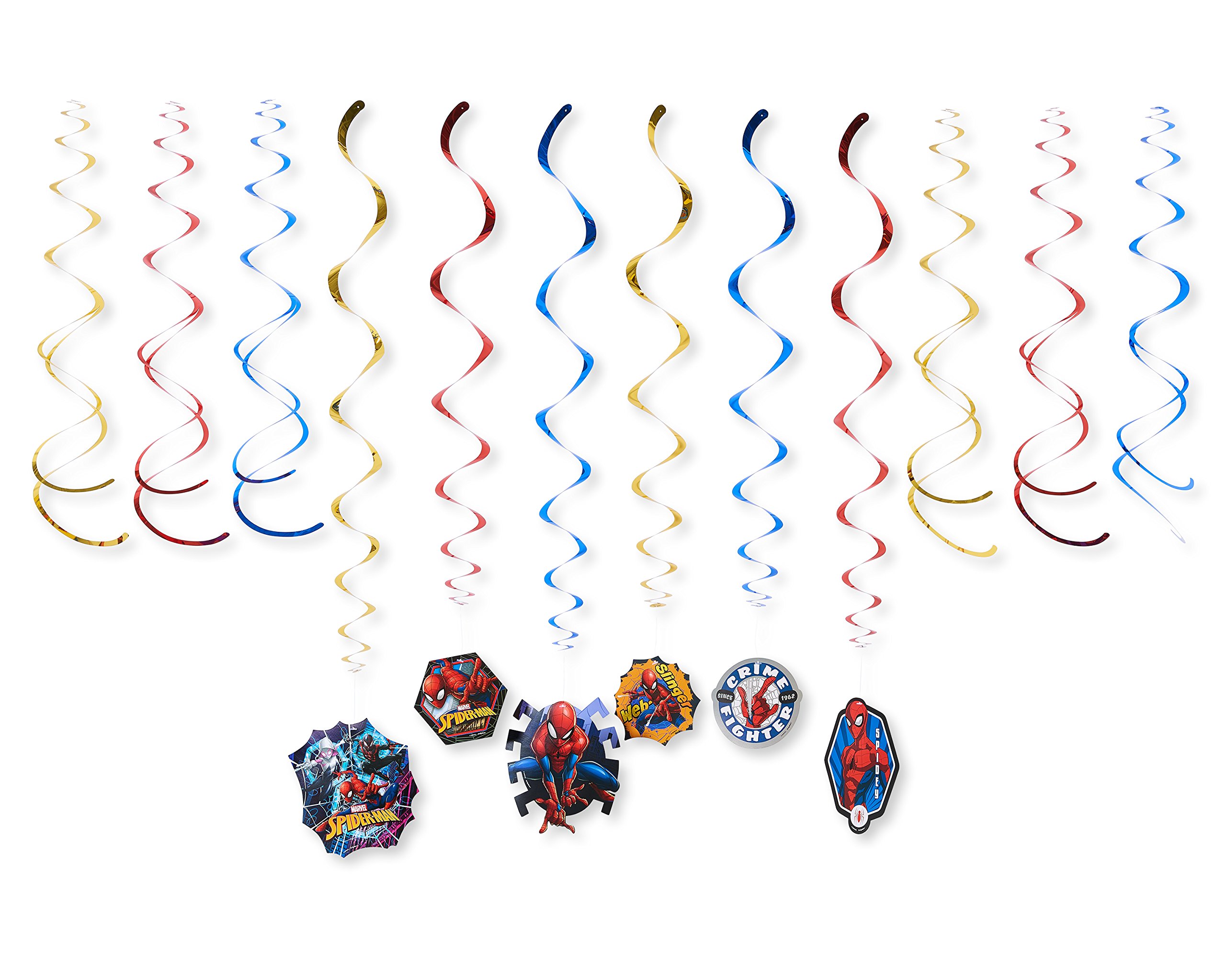 Spider-Man Webbed Wonder Hanging Swirl Decorations - Assorted Designs, 12 Pcs