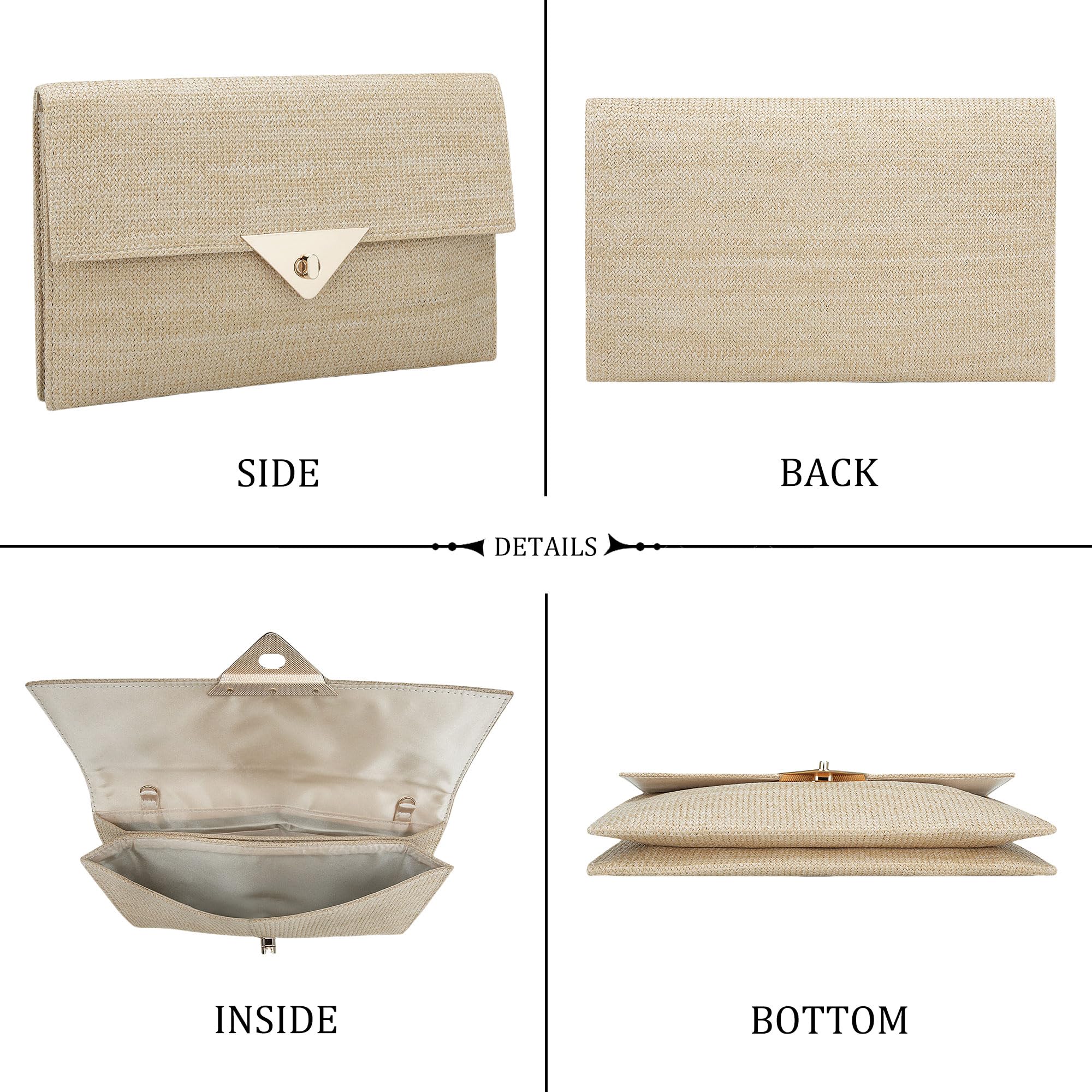 jessie Straw Clutch Purse for Women Summer Woven Beach Bag Rattan Crossbody Evening Purses Vacation Handbags for Party