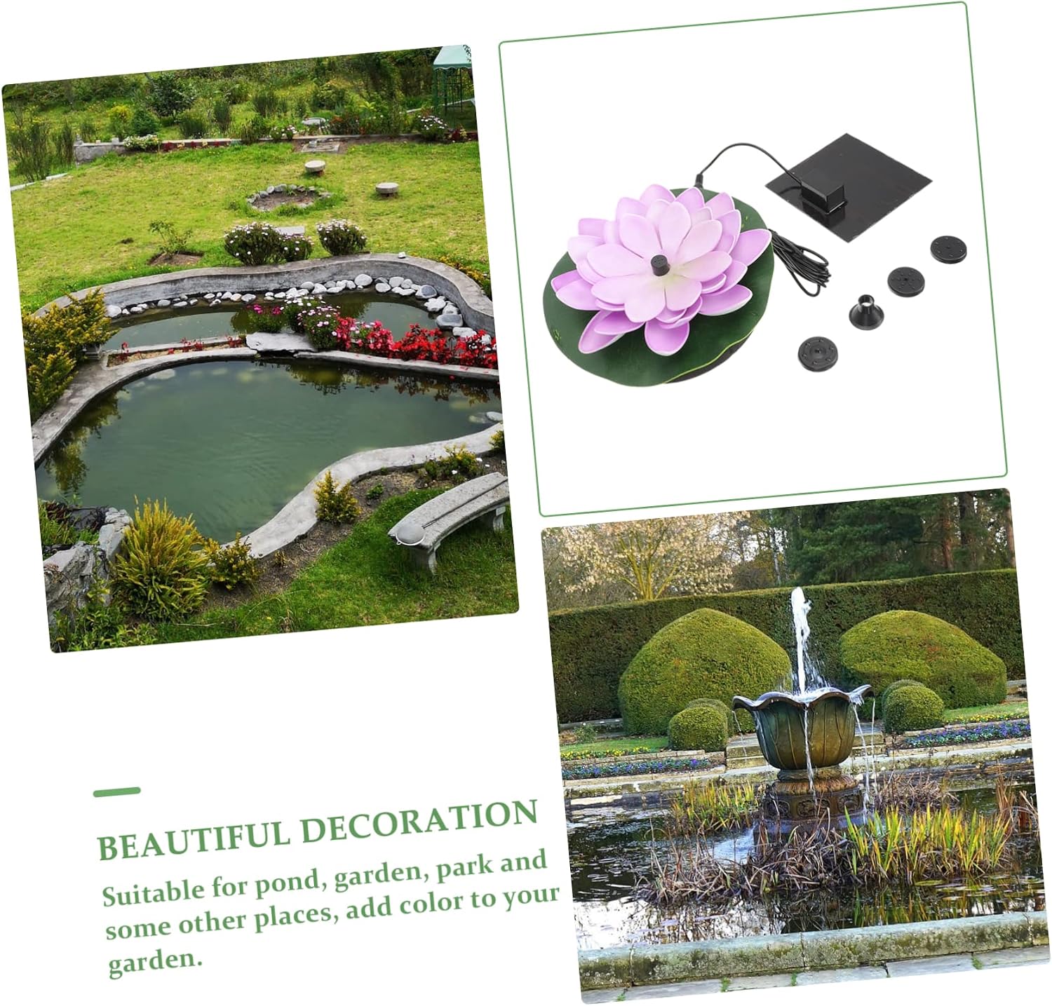 Totority Solar Floating Fountain Water Lily Pond Decor Solar-Powered Lotus Pad Fountain for Outdoor Garden Pool and Backyard Waterscape Eco-Friendly and Easy to Use 6.69X6.29X1.96In