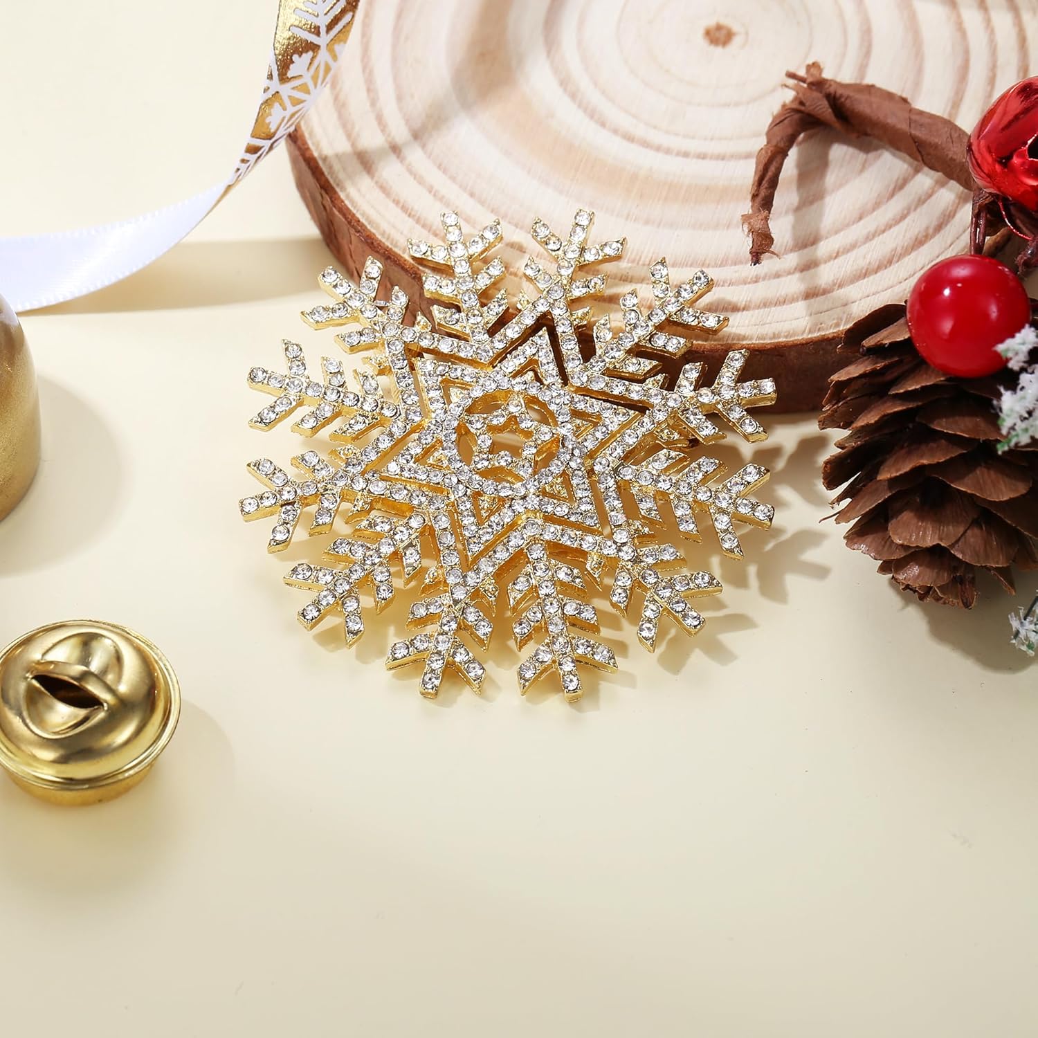 EVER FAITH Austrian Crystal Winter Snowflake Flower Star Elegant Brooch Pin Clear - Image 3