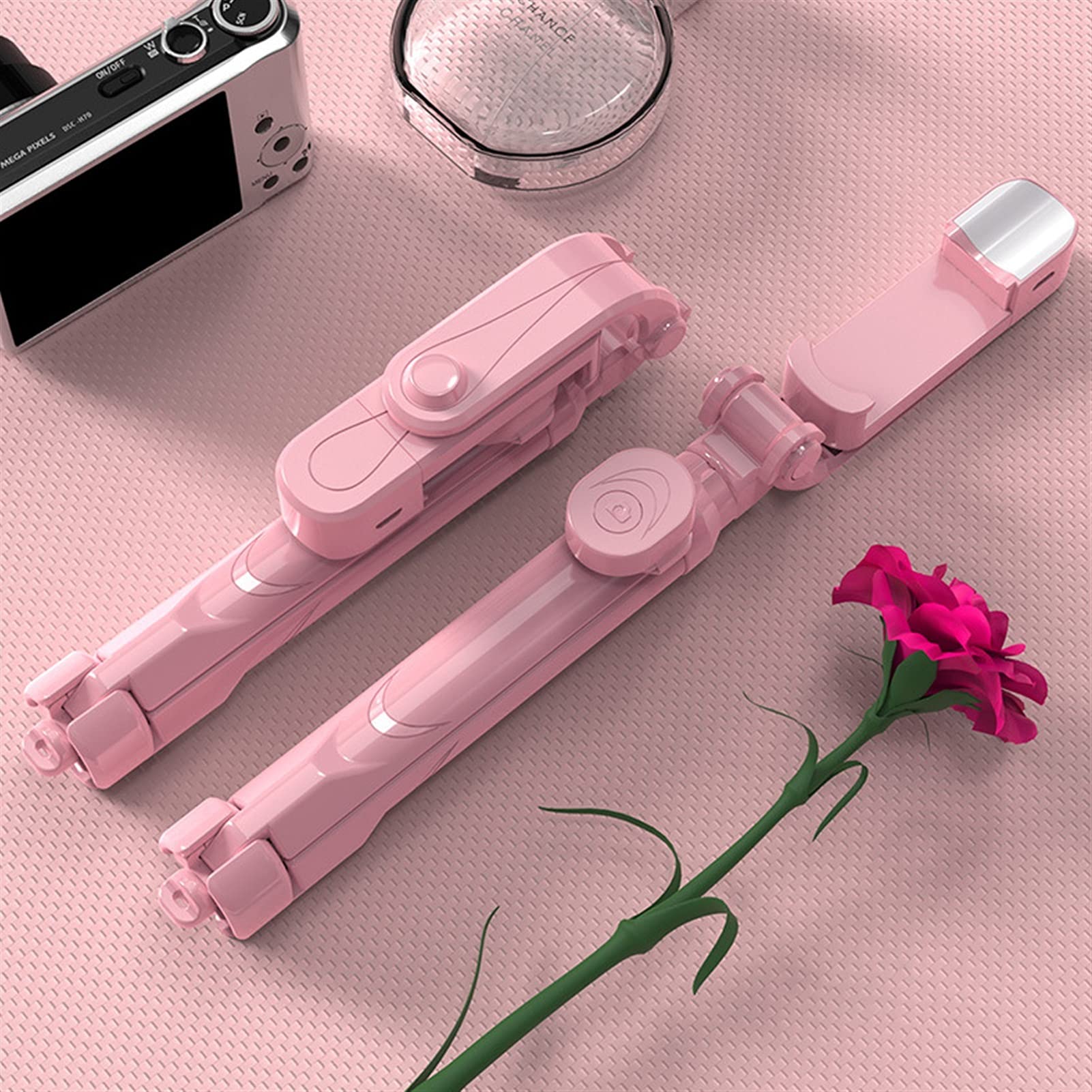 SCRUBY Bastone per selfie 2021 senza fili Bluetooth Selfie Stick treppiede pieghevole monopiede con luce di riempimento telecomando per iOS Android (nero con luce)