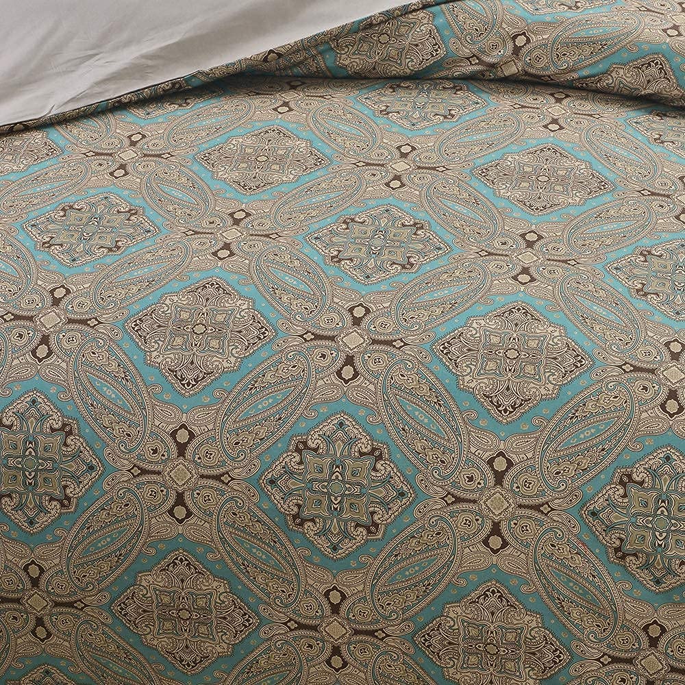 Brandream Luxury Hotel, 3pc 800-Thread-Count Duvet Cover Set with Button Closure, King, Taupe Paisley, 100% Cotton Sateen