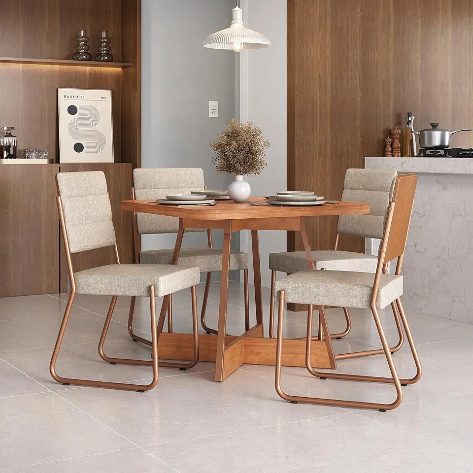 Conjunto Sala de Jantar 4 Cadeiras Charlotte Carraro Nogal